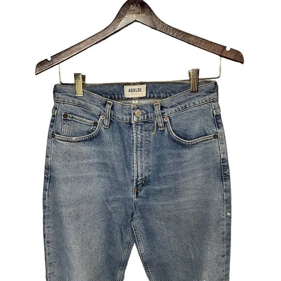Agolde Wilder Light Wash Distressed Mid-Rise Comfort Straight Leg Jeans sz 27 - Picture 8 of 14